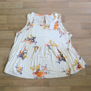 NWT Lone + Lux Floral Babydoll Sleeveless Tank Top 3X